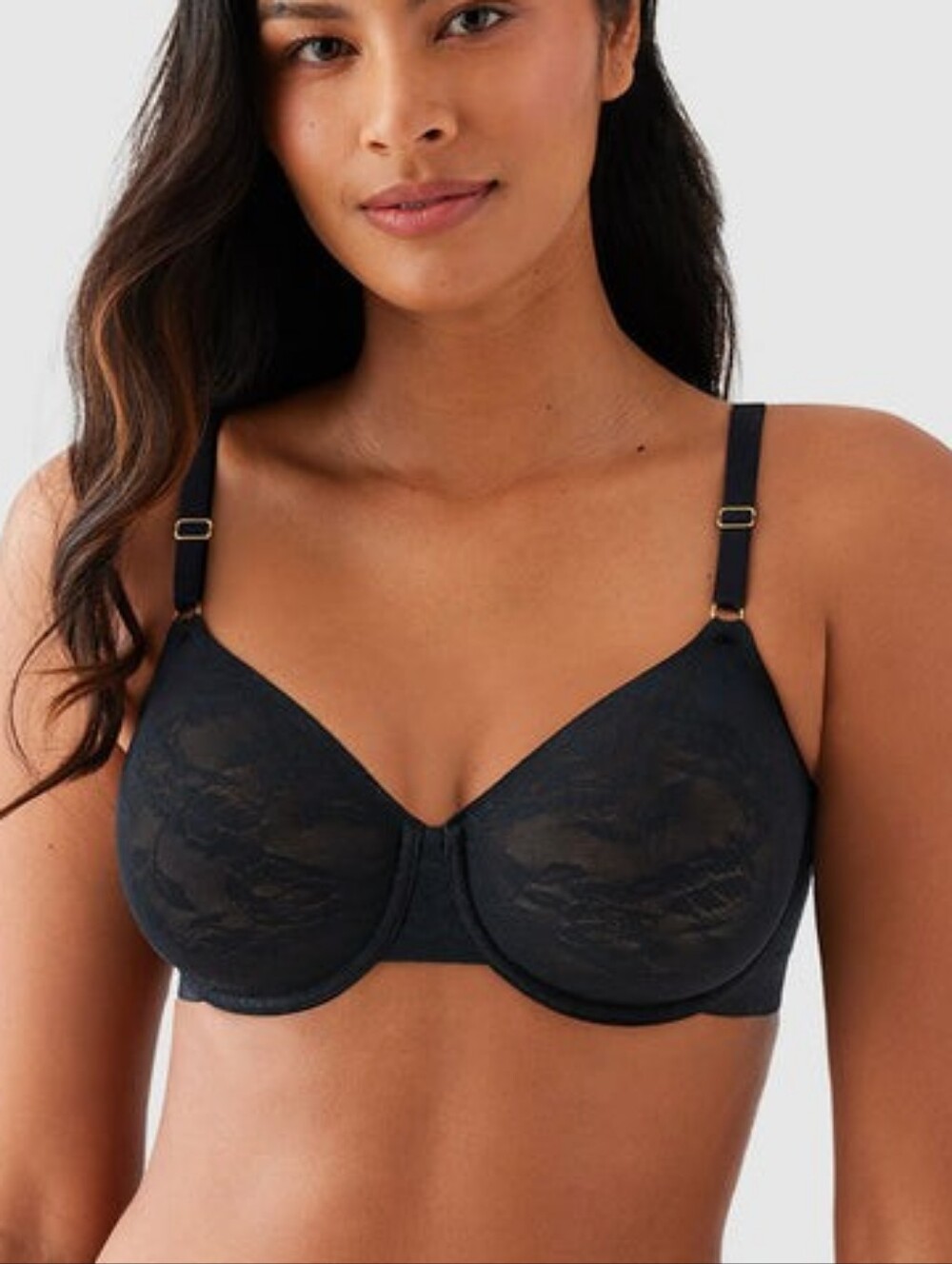 Wacoal High Profile Underwir Womens 36DD Black Underwire Lace Unlined Mesh